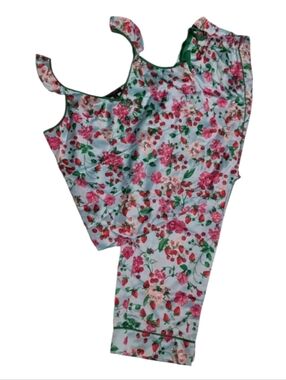 Ann Taylor Sleepwear 2PC Set Fruit Blossoms Pajamas SZ L